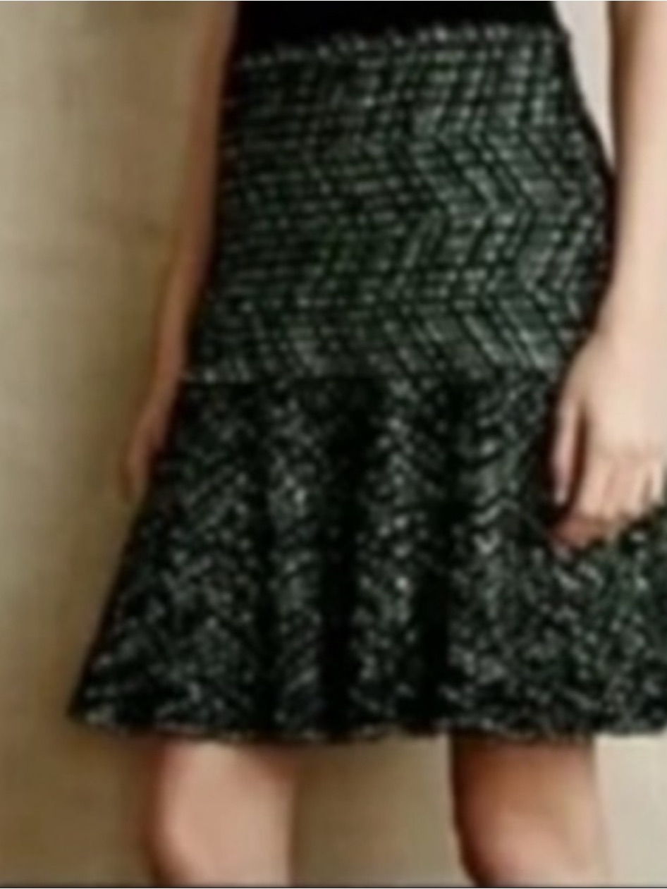Anthropologie Moth Wool Blend Black And Green Fit And Flare Skirt